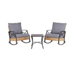Kenwood 3 Piece Wicker Patio Conversation Set With Gray Cushions
