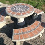 Round Concrete Patio Table And Benches